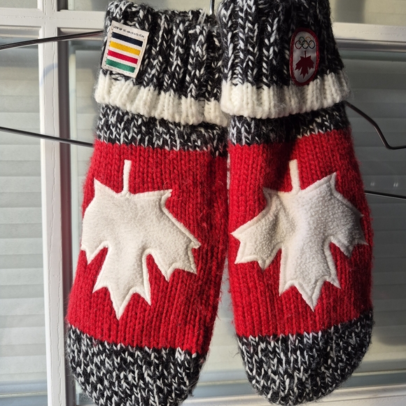 HBC Red and Black Maple Leaf Mittens - Picture 1 of 2
